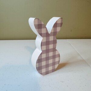 Buffalo Plaid Easter Bunny Decoration Springtime Tiered Tray Spring Decoration